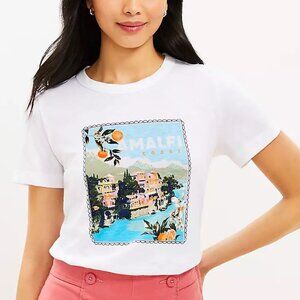 XL LOFT White Amalfi Coast Everyday Crew Tee / T-Shirt, Italy Graphic, NWOT